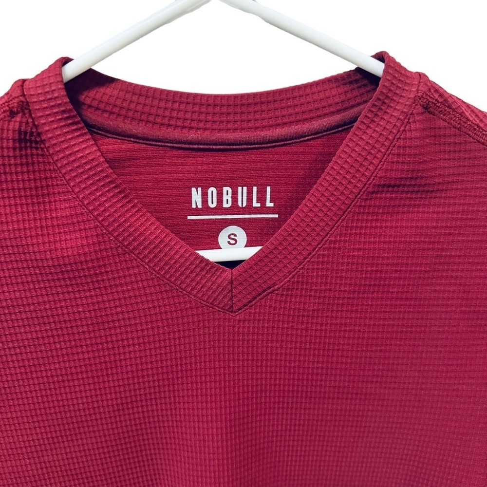 ✌️sold✌️Nobull V-Neck Long Sleeve Waffle Women's Sweatshirt Sz S In Red - Picture 8 of 9